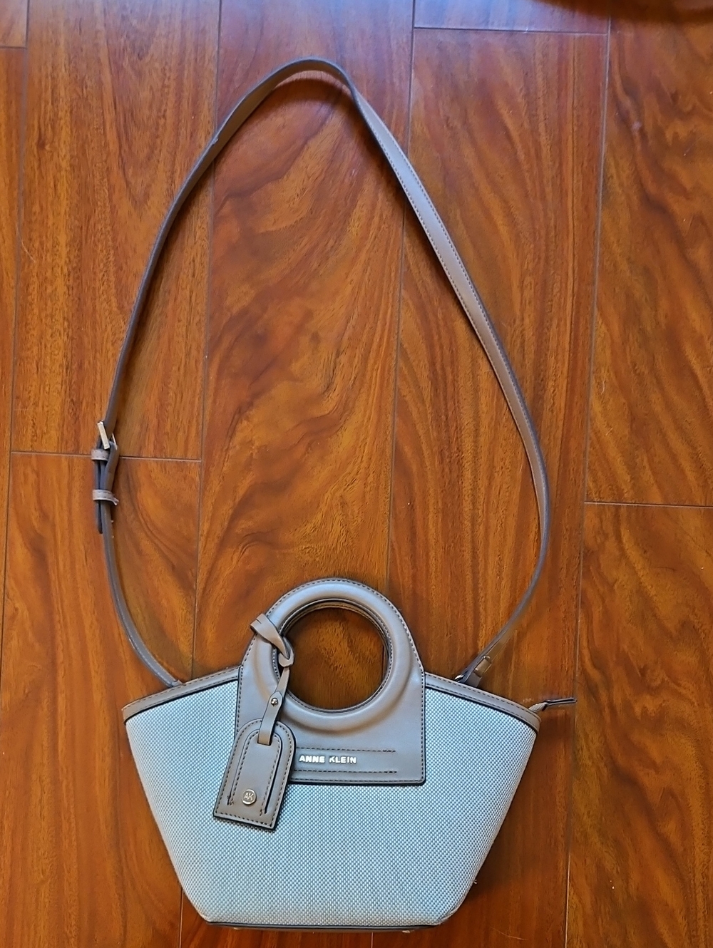 Anne Klein Light Blue and Taupe Structured Crossbody Tote